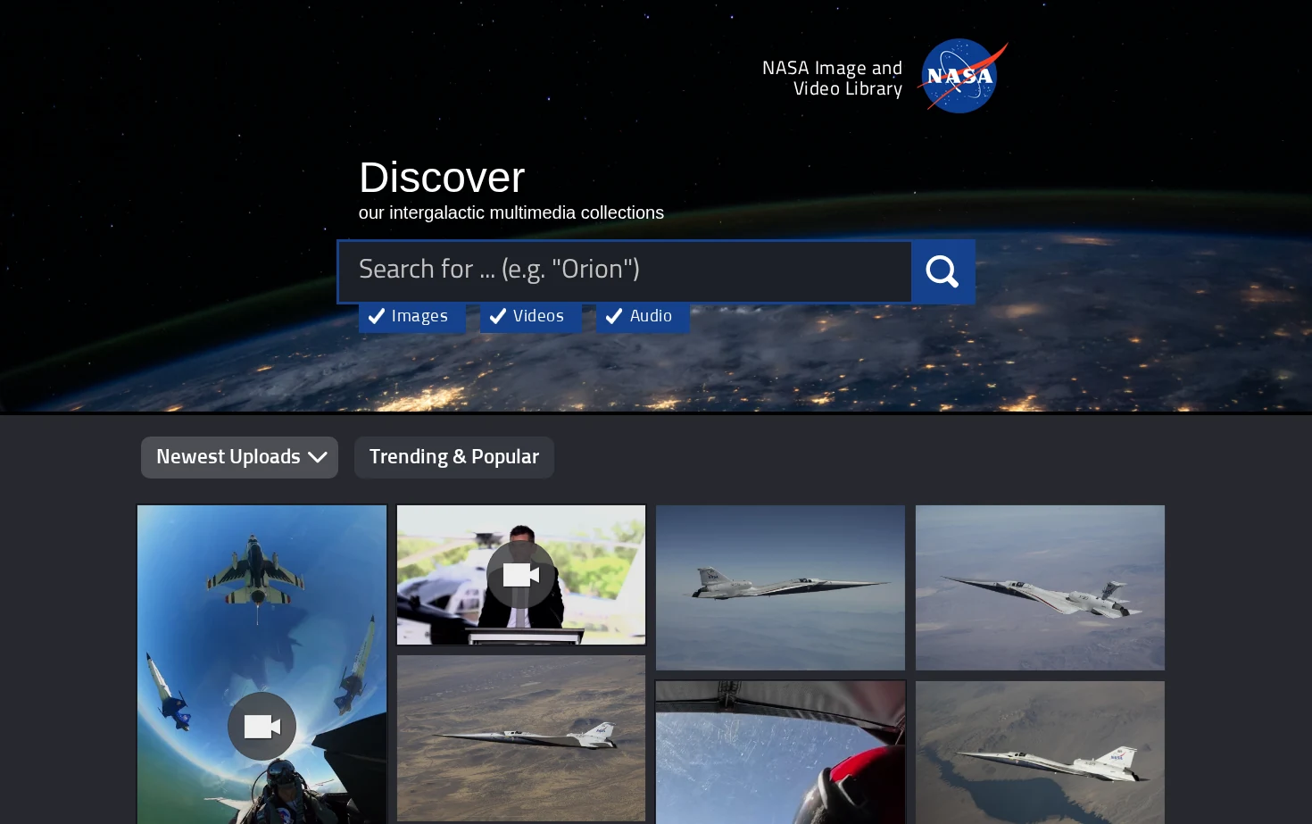 NASA Image and Video Library 页面快照